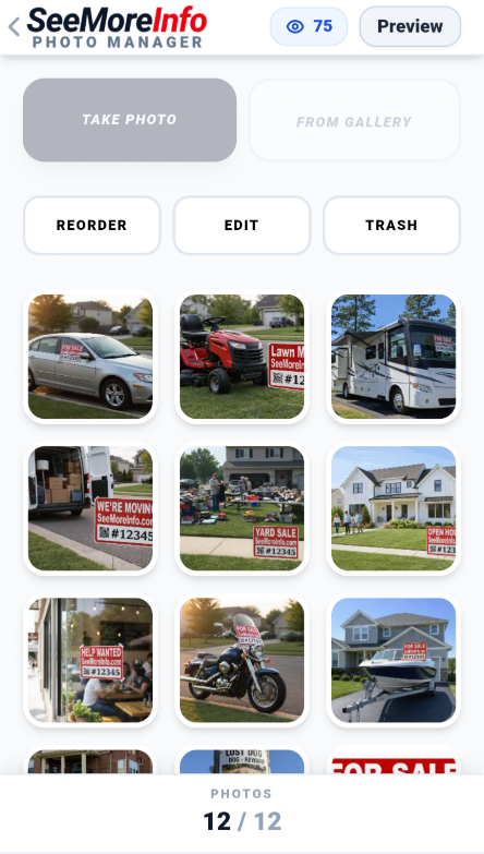 Image upload page with SeeMoreInfo link in the top left