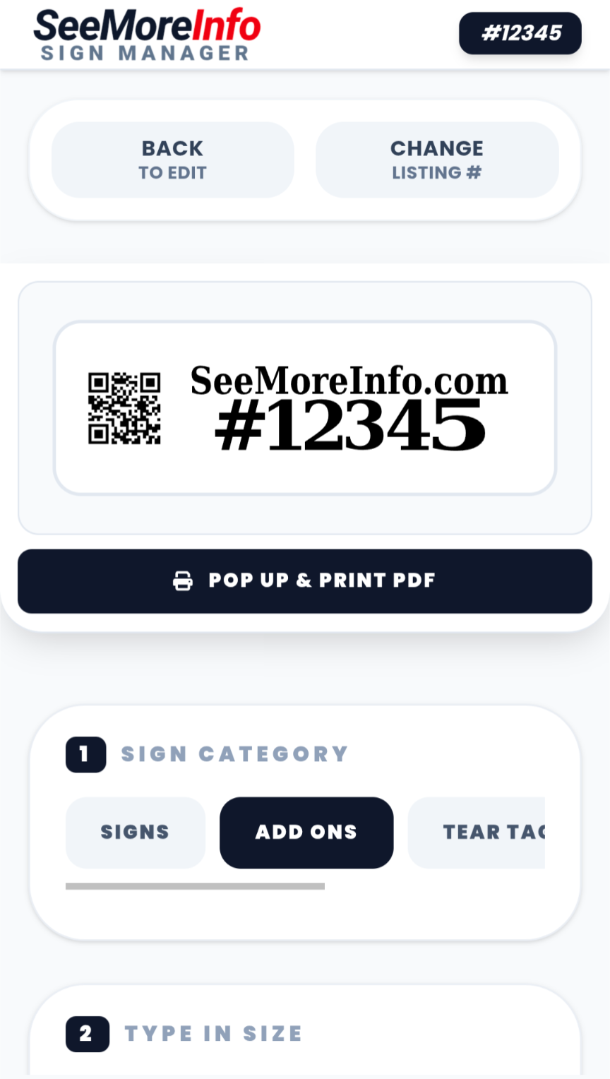 Printable add-on strip with code and QR code