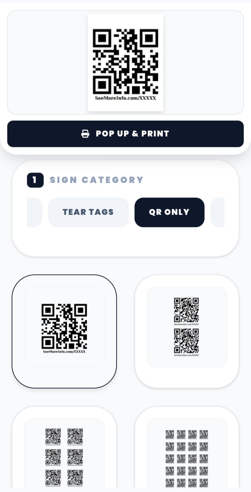 Large QR code print layout for a scannable sign