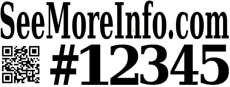 Printable SeeMoreInfo add-on with website, QR code, and sign code layout