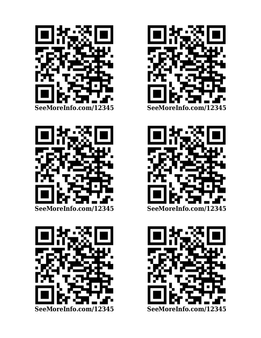 Standalone QR sheet; easily scanned from a distance.